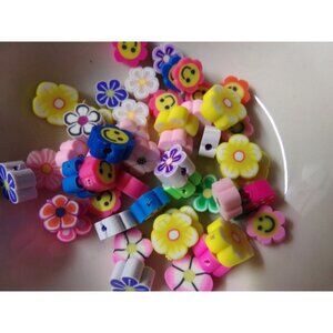 Mixed Flower Shape Polymer Clay Beads